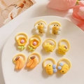 Set of 10 yellow cartoon elastic hair ties with bees and flowers for girls - Yellow Theme Bee Star 10 Pieces Set