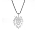 Hollow lion king head necklace with crown pendant and silver box chain for men and women - Box Chain 60cm / Silver
