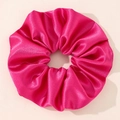 Oversized rose red satin scrunchie with glossy pleated texture and elegant drape - Rose Red