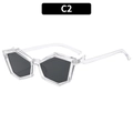 Stylish transparent polygon sunglasses with dark grey lenses and lightning-shaped temple - Transparent Frame Grey Lens