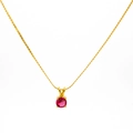 Minimalist gold titanium necklace with a twisted chain and round red zircon pendant - Stainless Steel Rope Chain / July-Ruby