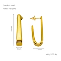 Détails de boucles d'oreilles en U en acier inoxydable plaqué or 18K avec dimensions et poids - Plaqué Or 18K / Doré