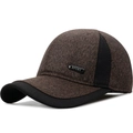 Winter-Baseballkappe für Herren in Dunkelbraun mit SPORT-Patch und Ohrenklappen - Kaffeebraun