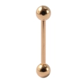 Polished golden stainless steel tongue piercing barbell with two rounded metallic balls - Gold Ball