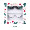 Faux mink false eyelashes set with green and white fibers for Christmas SDJ-008 - Black Green White Festive Mix Style (SDJ-008)