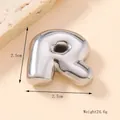 Detail view of silver bubble letter R pendant with dimensions 2.5cm and weight 24.6g - Silver/Steel (R) (Large)