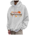 White Thanksgiving hoodie with Happy Thanksgiving turkey print and kangaroo pocket - S / White Happy Thanksgiving Cartoon (72)
