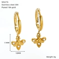 Detailed specs for 18k gold plated stainless steel bee earrings with clear dimensions - Little Bee Style (SE627G)
