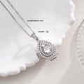 Collana a goccia in argento con zirconi bianchi e accenti di diamante su vassoio bianco - Bianco