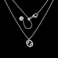 Silver Cancer zodiac necklace with sparkling zircon pendant on adjustable steel chain - Cancer / Silver