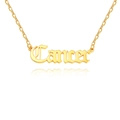 Golden titanium steel necklace featuring Cancer zodiac gothic lettering pendant - Cancer / Gold