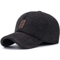Deep brown winter baseball cap with ear protection and warm knitted thermal texture - Adjustable / Dark Coffee