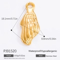 Wasserfester 18k vergoldeter Edelstahl-Anhänger in Tropfenform 18,1mm Größe mit Details - Goldener Flügel-Blatt Anhänger (PJ91520)