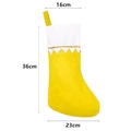 Christmas stocking in yellow and white felt with gold wavy trim and size dimensions - Yellow Body White Top Gold Trim