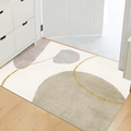 Abstract geometric PVC entry mat with beige and grey blocks and gold lines - 60×90CM / Moonstone-A (Horizontal)