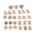 Set di 27 decorazioni natalizie in legno con renne, cuori e stelle per albero di Natale - Modello A 27 pezzi/confezione
