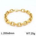 Men's fashion hip hop gold stainless steel chain bracelet with lobster clasp 200x8mm - Gold Color Bracelet (20cm)