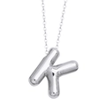 Polished silver initial K pendant necklace with 3D puffy balloon design for women - Letter K