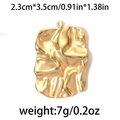 Irregular textured gold pendant in 18K plated stainless steel, 2.3cm by 3.5cm size - Gold Irregular Rectangle