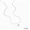 Double-layered silver stainless steel necklace with round crystal pendant and flat snake chain - Silver Double Layer Round Pendant (PD1802)