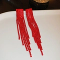 Vintage Silberohrringe mit roten Strassquasten im luxuriösen Design für Damen - Rot (Quadratisch)