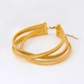 Three-layer gold snake chain necklace with adjustable lobster clasp closure - Gold Color Multi-layer Stackable Choker