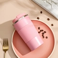 Pink stainless steel coffee mug with non-slip silicone grip and silver metal rim - 380ml / Gen 3 with Silicone Sleeve / Pink