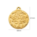 Detail view of a 21x18mm gold Tree of Life round pendant with precise dimensions - Accessory 4-Tree of Life