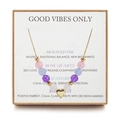 Detail of natural stone bead necklace with gold heart pendant in a premium gift box - Good Vibes Only - Style 2 (With Heart)