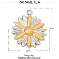 Maße des Gänseblümchen-Anhängers mit 25 mm Höhe und 22 mm Breite aus Edelstahl - YE551-Großes zweifarbiges Gänseblümchen