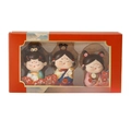 Three Chinese Tang Dynasty figurines in a red gift box with transparent window - 3 Pcs/Box / 1213-8 Tang Dynasty Lady 3 Pcs Set Box