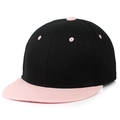 Cappellino hip-hop a tesa piatta nero con visiera e bottone rosa a contrasto - Regolabile / Nero con Tesa Rosa