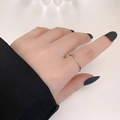 Minimalist silver zirconia ring in polished titanium steel for index finger styling - US 6 / Solitaire / Steel