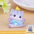 Statuetta gatto pudding viola con anatra gialla e scatola regalo per scrivania - Stile C Mini Gatto con Fiocco e Pulcino