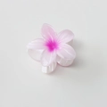 Pink gradient plumeria flower hair claw clip with 8cm white resin base for women - Glossy White Rose Red Gradient
