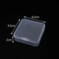 Square transparent plastic jewelry storage box with flip lid, 6.5x6.5x2cm dimensions - Transparent Box