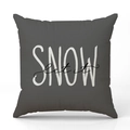Funda de cojín cuadrada de lino gris oscuro con estampado blanco SNOW y let it navideño - Gris Oscuro Estampado SNOW