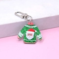 Porte-clés de Noël pull vert pailleté avec motif Père Noël et fermoir en métal argenté - Père Noël Vert