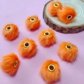 Orange 20mm soft faux rabbit fur pompom beads with golden metal grommets for DIY crafts - Bright Orange
