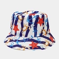 Cappello da sole a righe blu e bianche con ancore e granchi per la spiaggia - Stile Mare Nautico a Righe Blu e Bianche