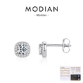 Square Moissanite stud earrings in S925 silver with GRA certificate and halo setting - 925 Sterling Silver (D Color VVS1 Moissanite)