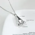 Micro-inlaid zircon hand pendant necklace in white gold finish with adjustable chain - Hand/Palm (White Gold Plated) / Silver