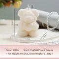 White rose bear scented candle with heart shape, English Pear and Freesia aroma - Large Heart Rose Bear / White / English Pear & Freesia