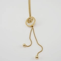 Collana lunga in acciaio al titanio dorato con mezzaluna di cristallo e Love - Stile Love Luna (ZG218)