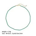 French style 2mm green crystal beaded necklace with golden lobster clasp and 40+5cm chain - Green Crystal Necklace