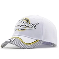 White baseball cap with 3D Hollywood embroidery and LA patterned flat brim style - White