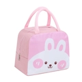 Pink cartoon rabbit insulated lunch bag with durable handles and zip closure - Pinky Cute Rabbit Thermal