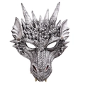 Máscara de dragón 3D de espuma PU en plata antigua para Halloween y fiesta de cosplay - Máscara de Dragón Negro Plateado (WDD201805)