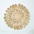Bohemian style natural woven round wall decor with intricate sunburst texture detail - Flower Pad Model B (30cm)