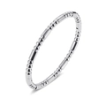 Polished silver bamboo style stainless steel bangle with sleek bead and cylinder links - Steel Color Triple Beads